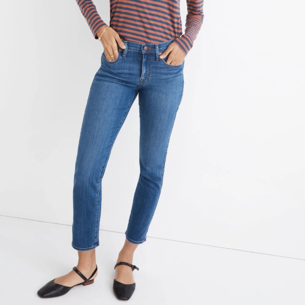 Madewell Straight Leg Mid Rise Stovepipe Jeans size 23‎